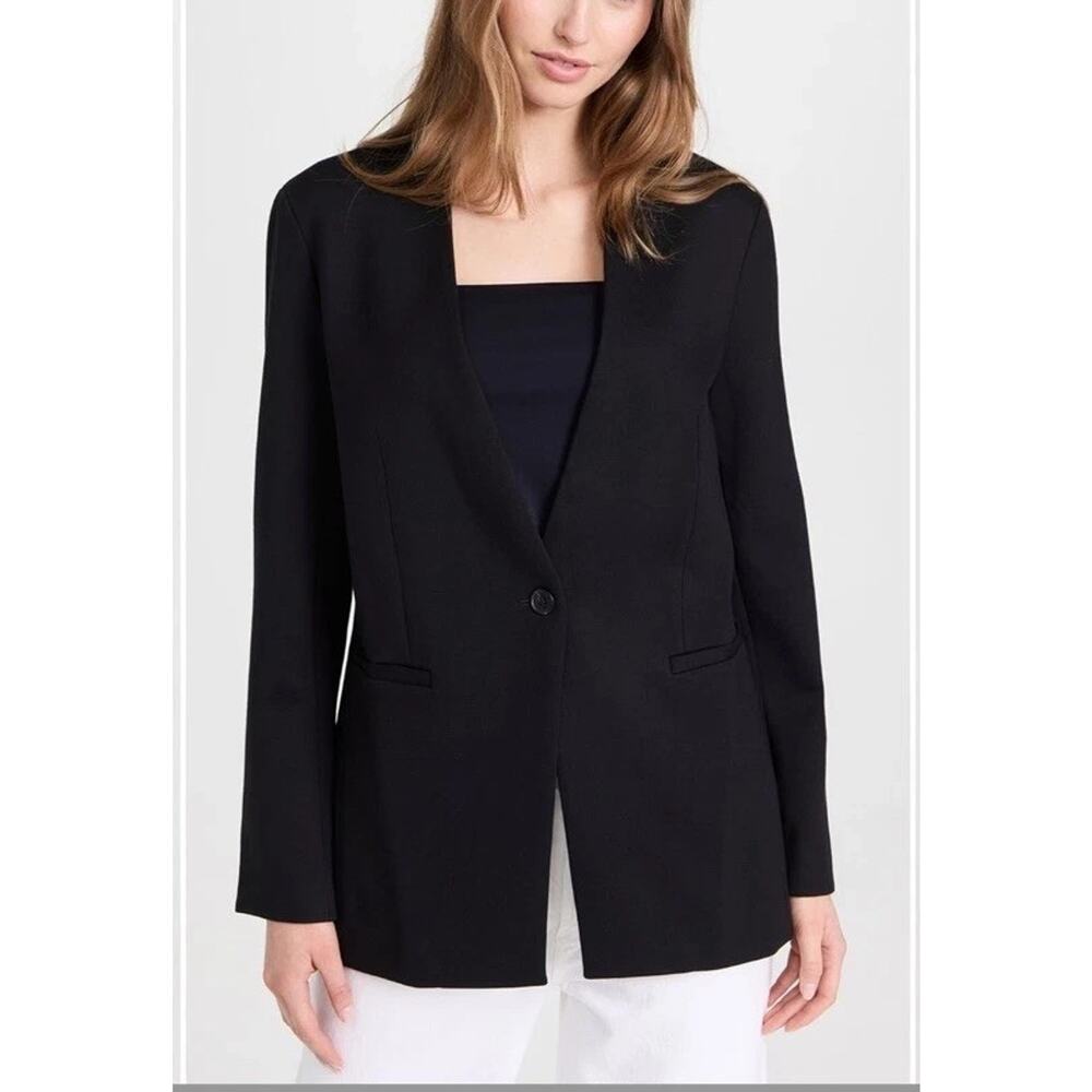 Spanx The Perfect Blazer Jacket Womens Size S Black Collarless Oversized Office
